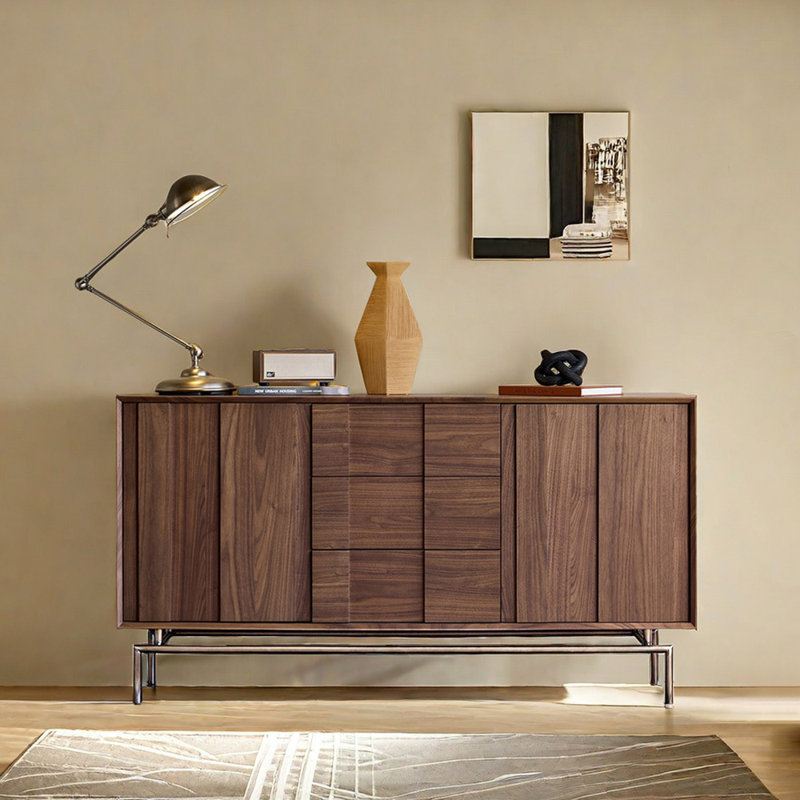 Premium Practical Sideboard Cabinet, Sienna/Black, 33.1" H x 70.9" W x 15.7" D