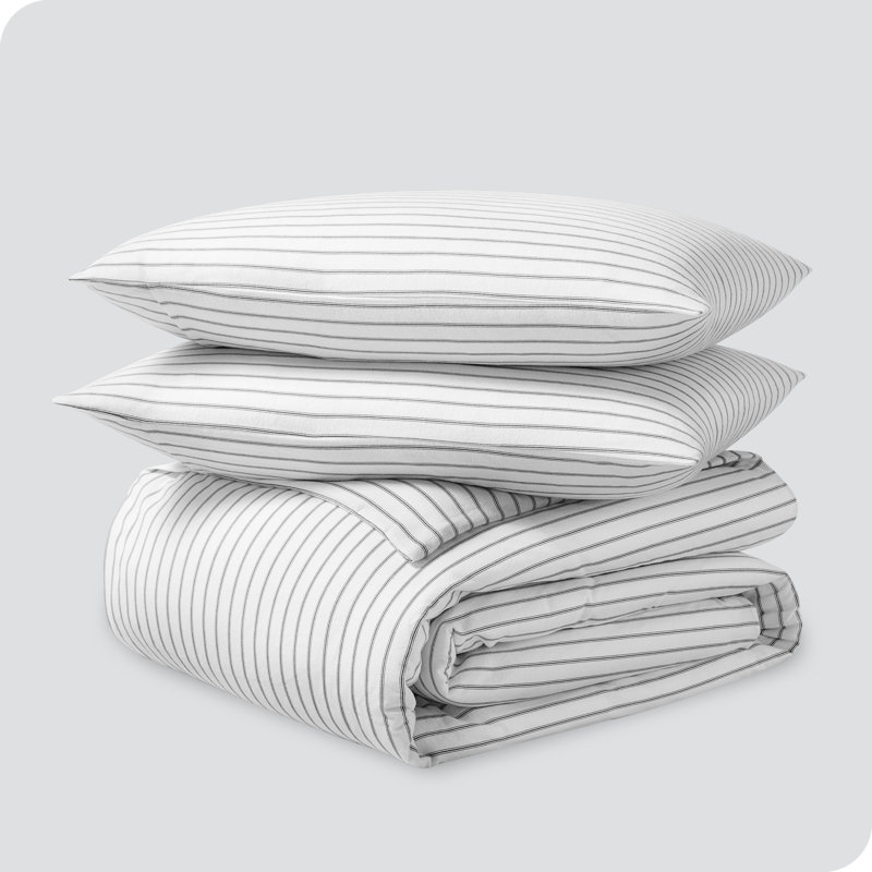 Gray Full/Queen Cotton Flannel Duvet Cover Set