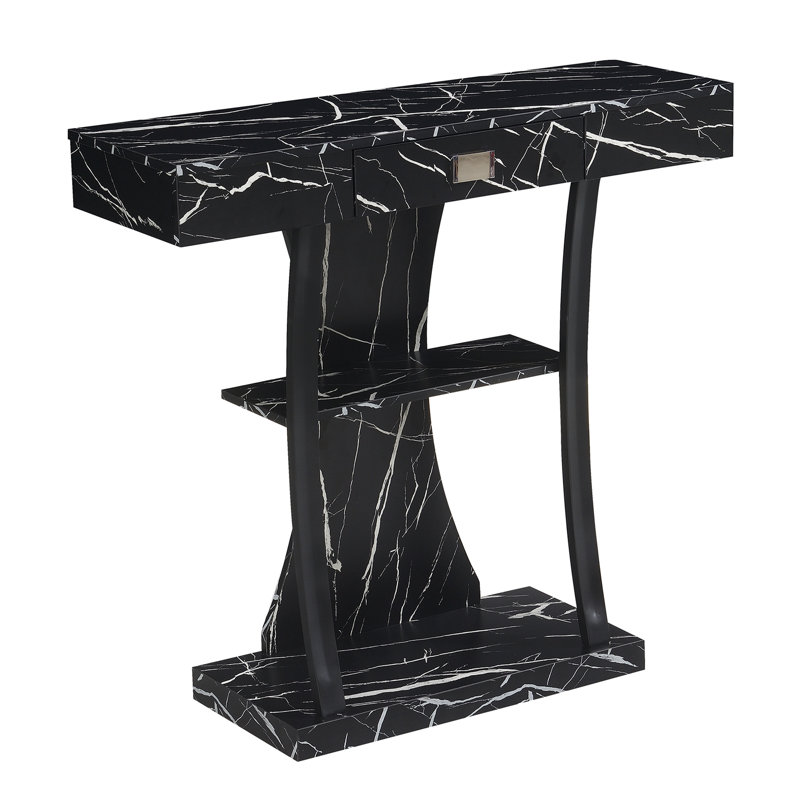 Table de type console à un tiroir Amett, H 34 po x l 36 po x P 12 po, Marbre noir