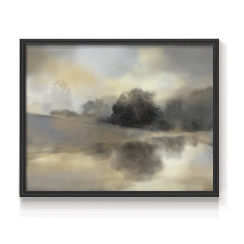 Misty Pond -Framed Print - Restickable, Noir, noir, noir, noir, H 22 po x l 28 po