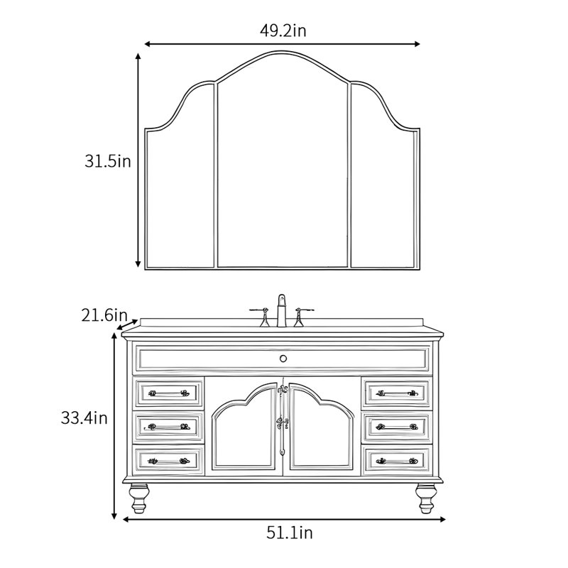 Armoire de salle de bain luxueuse rétro française