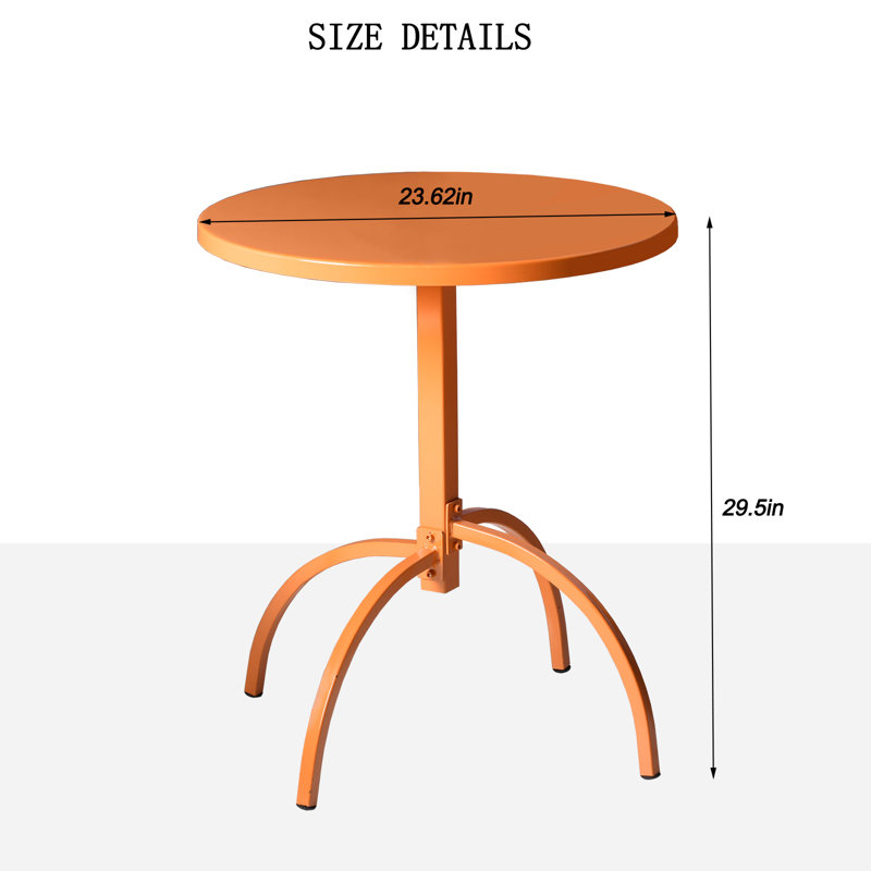 Table d'extérieur Shloak L 23,62 po x l 23,62 po, Orange