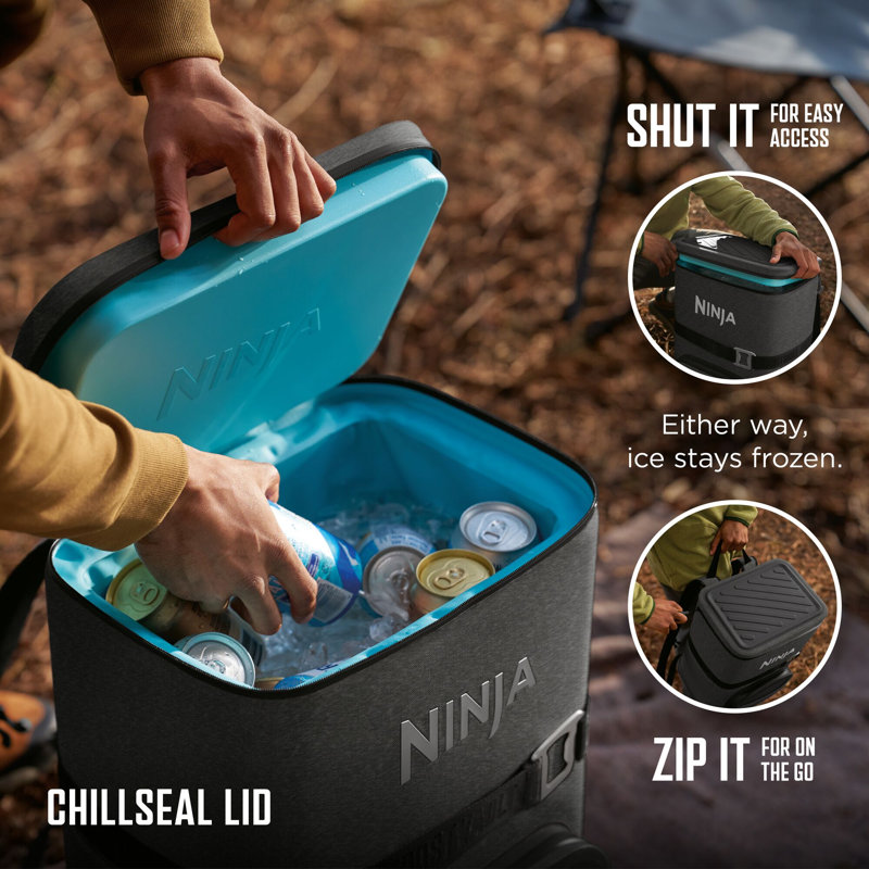Ninja Outdoor FrostVault Go 17 litre 24-Can Backpack Soft Cooler with Cold Dry Zone, 51.5cm H x 34.5cm W x 20.5cm D, Grey