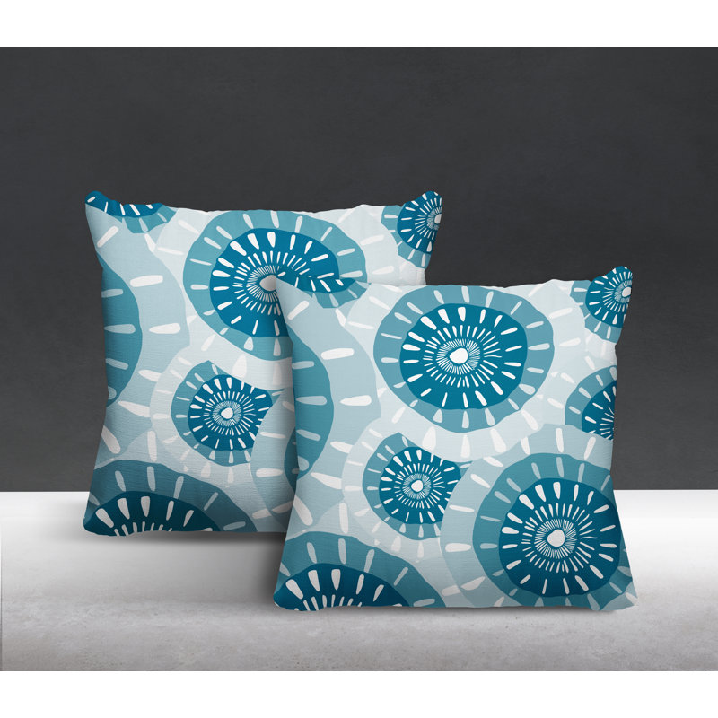 Coussin décoratif intérieur / extérieur, L 17 po x H 17 po, Turquoise