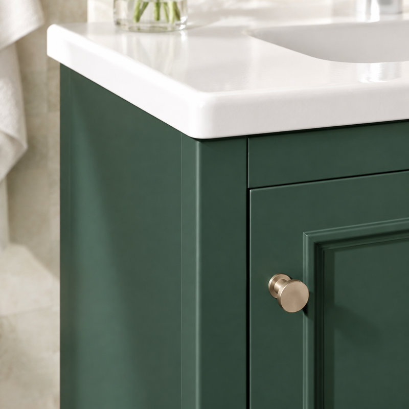 Meuble-lavabo de 51 cm (20,1 pouces) avec lavabo en céramique, tiroir, meuble-lavabo simple sur pied avec porte à fermeture douce, tablette réglable, style moderne, vert