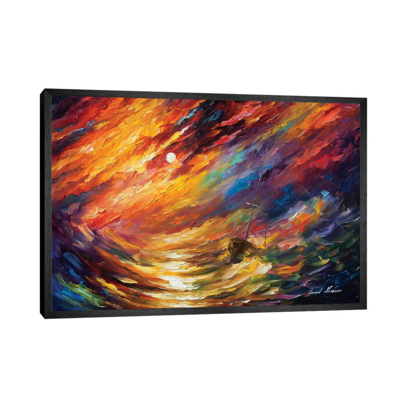 Storm That Never Ends by Leonid Afremov - Painting on Canvas, Black Framed Canvas, 66.04 cm H x 45.72 cm W