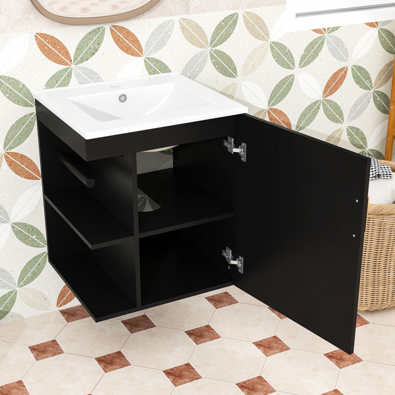 Elegant Floating Bathroom Vanity - Durable, with Versatile Storage Solutions, Black