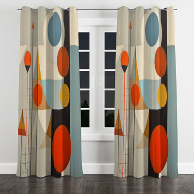 Serendipity Abstract Mid-Century Geometrics I - Rideau à œillets occultant abstrait - 1 panneau