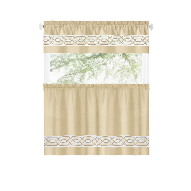 Elyus Tailored Kitchen Curtain, Light Brown, 24"W x 58"L