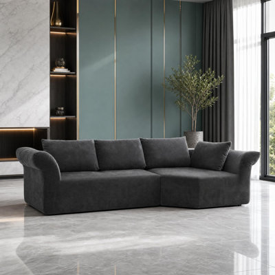 Wide Arm L Shaped Modular Sectional Sofa with Multiple Cushions