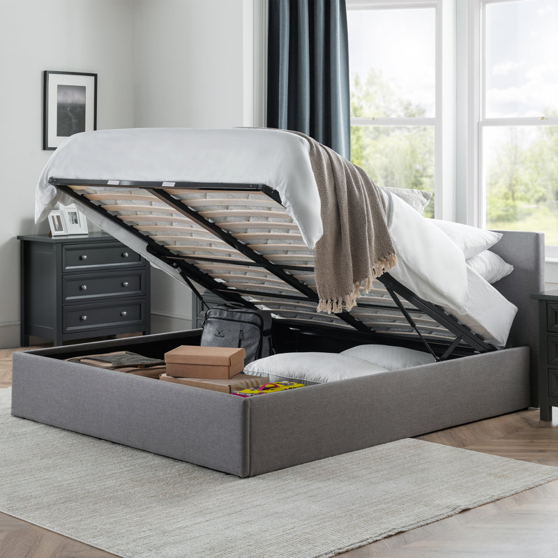 Lilianna Upholstered UK Double - DE 135 X 190 Cm Ottoman Storage Bed with Mattress, Grey