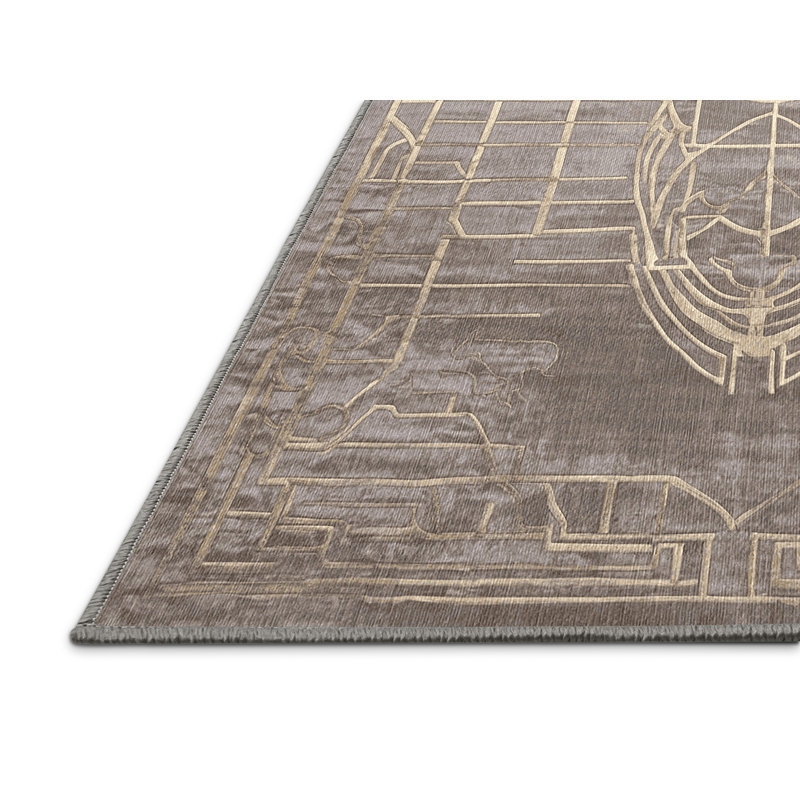Machine Washable Gray Area Rug, Rectangle 7' x 10'