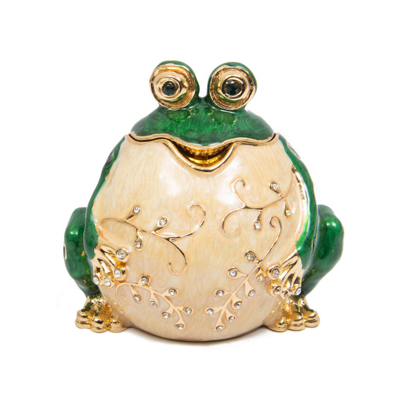 Hand Painted Enameled Frog Style Decorative Hinged Jewellery Trinket Box Unique Gift