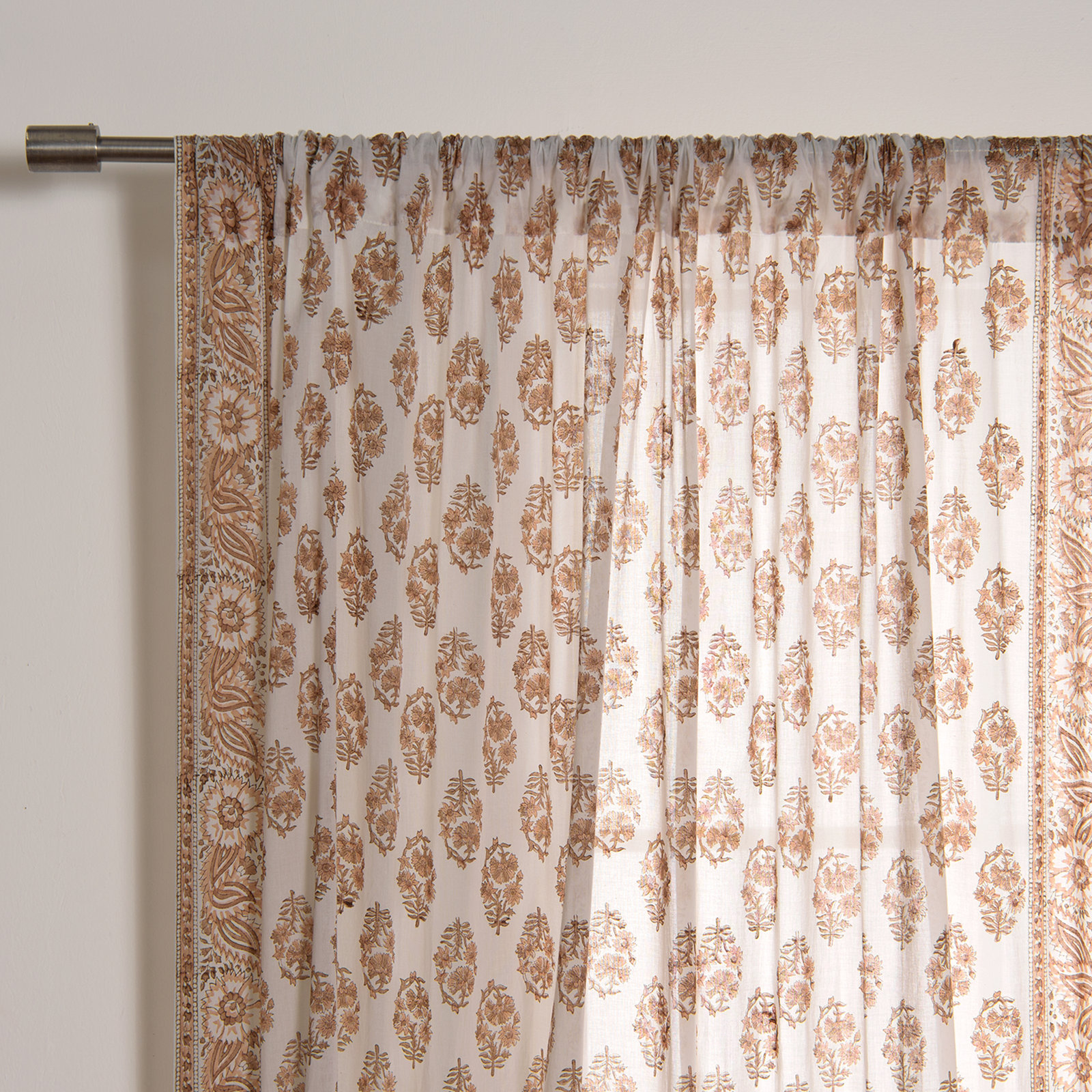 Trento Floral Sheer Cotton Curtain Panel Set