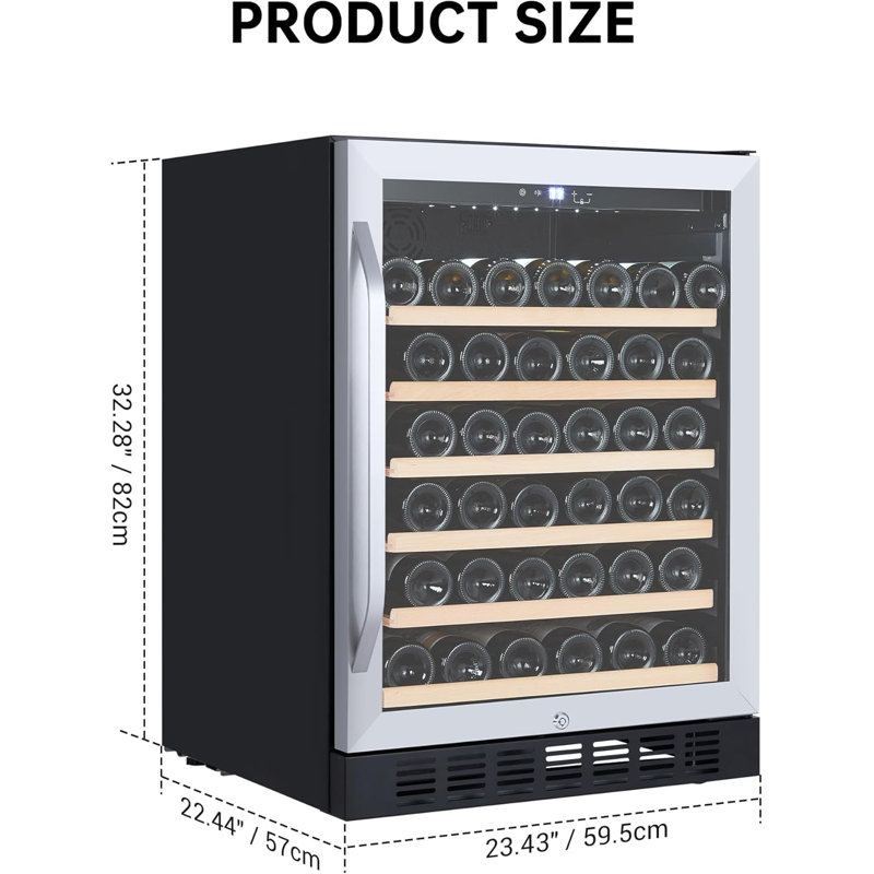 Réfrigérateur à vin pour 46 bouteilles, réfrigérateur à vin encastré ou autoportant de 24 pouces avec écran tactile numérique et porte verrouillable pour bar à domicile, cuisine