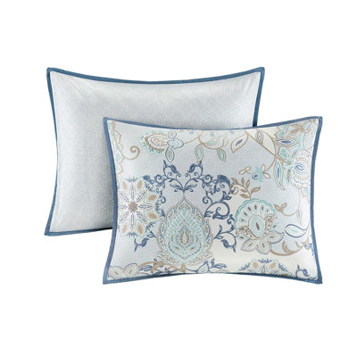 Cotton Bedding With Reversible Floral And Medallion Motifs Duvet Cover Symmetric Patterns