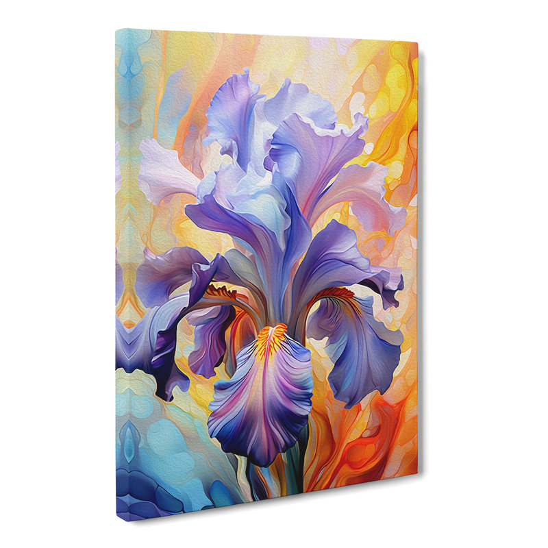 Iris Flower Futurism No.3 - Wrapped Canvas, 76cm H x 50cm W x 3cm D