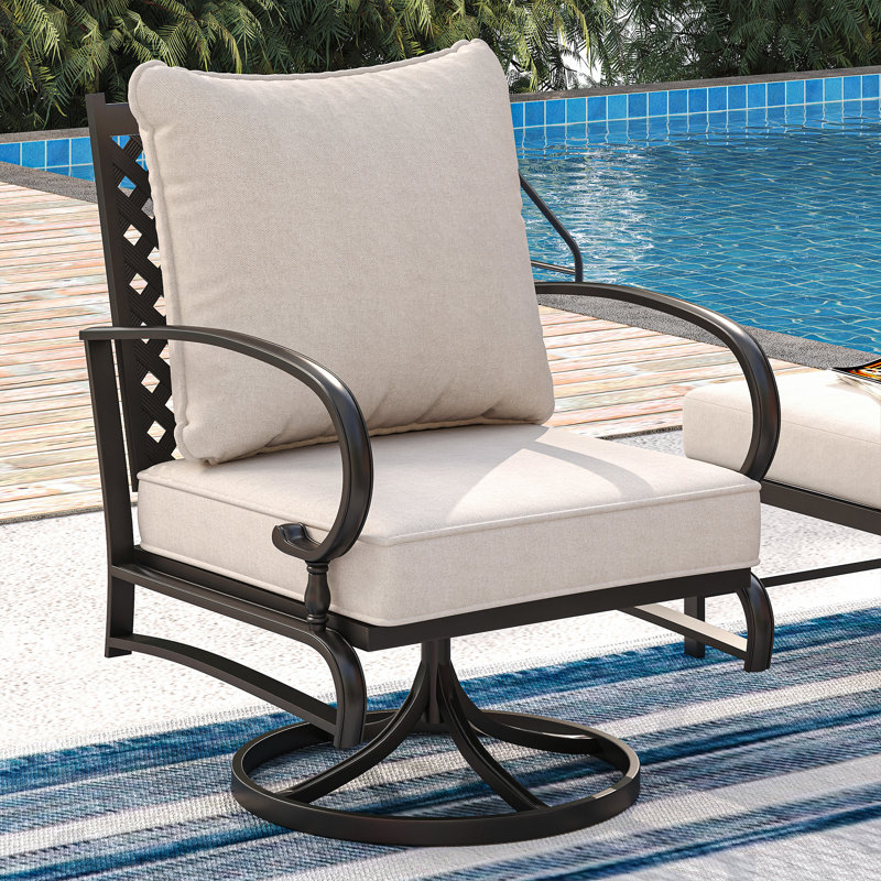 Chaise longue d'extérieur pivotante en métal Bular, Beige