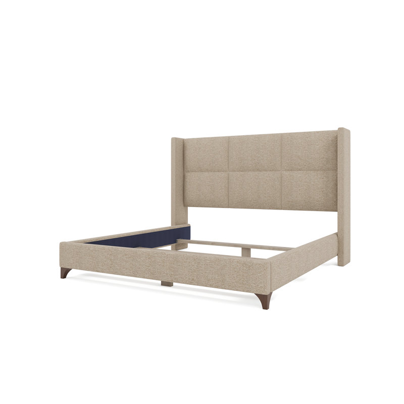 Lit carré tapissier Megan, Revolution® graine de lin, Très grand