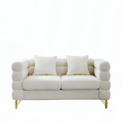60Inch 2 Seater Sectional Sofa with 3 Pillows