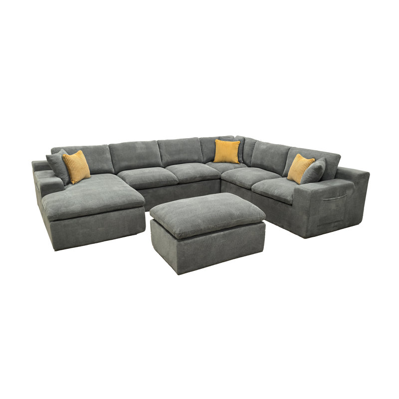 Jede Full Compressed Sectional, Light Gray Polyester Blend
