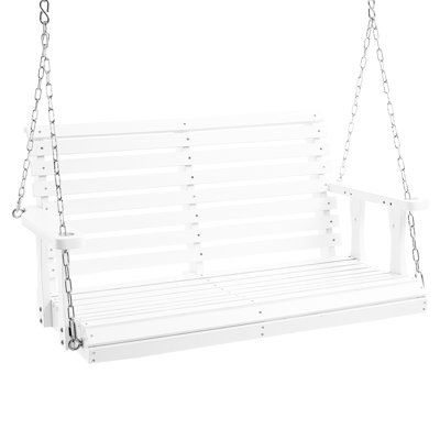 Balancelle d'extérieur 4 pi pour cour et patio, banc avec capacité de suspension de 880 lb, blanc, bois de sapin, finition, mécanisme de jardin de patio, robuste, posture inclinée