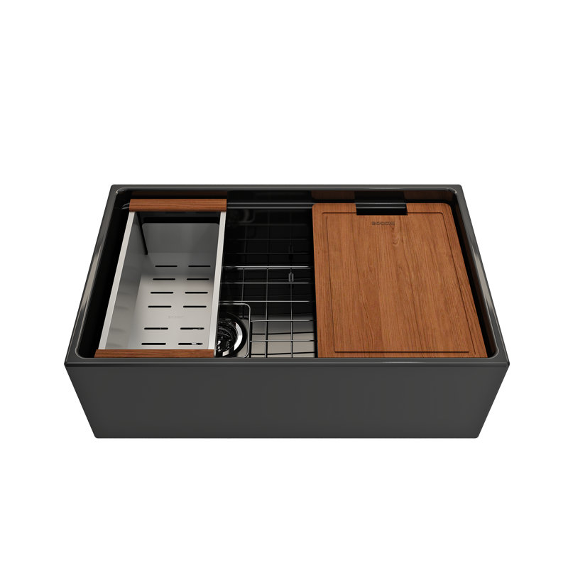 30'' L Single Basin Kitchen Sink, Black