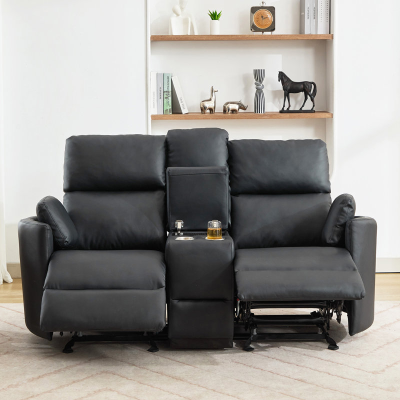 Hudson 2 Seater Faux Leather Sofa, Black