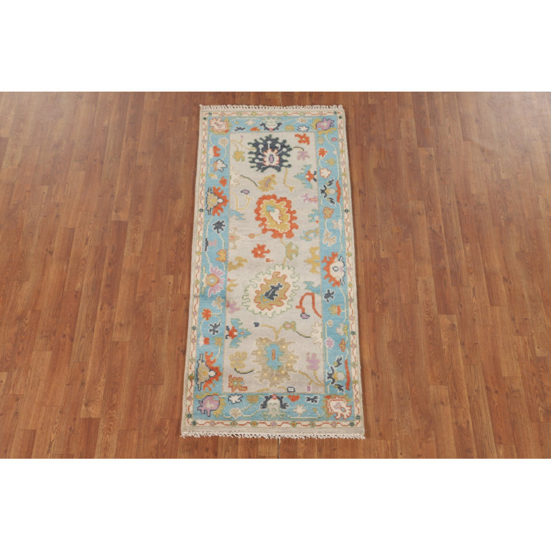 Handmade Floral Oushak Oriental Rug 3x6