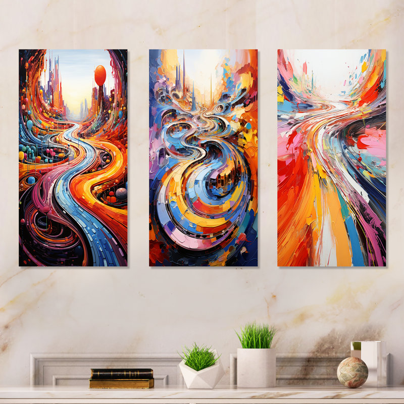 Ensemble de 3 reproductions d'art sur métal, H 32 po x l 48 po