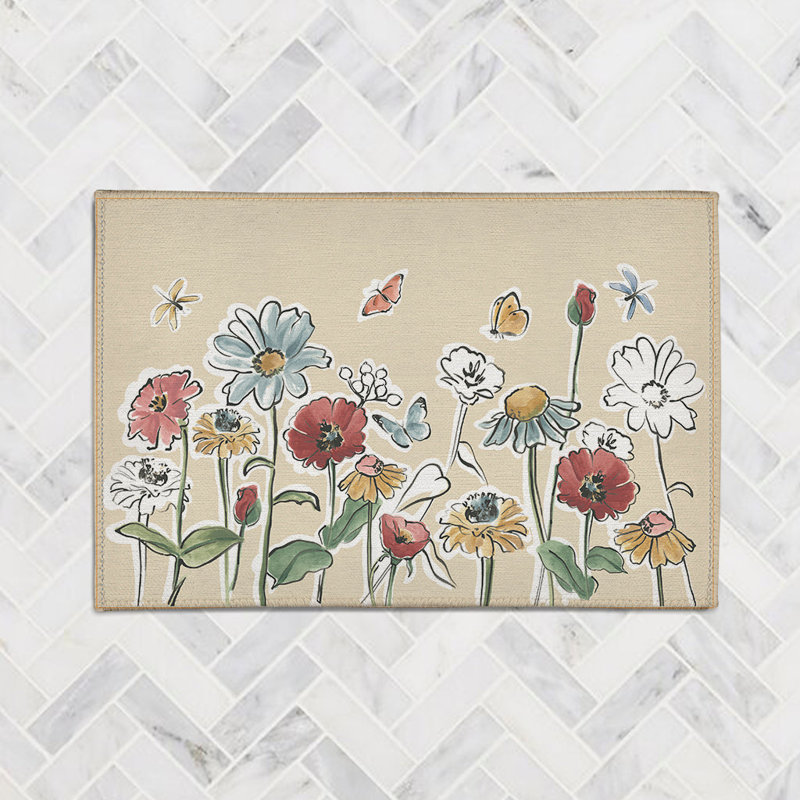 Garden Filigree Natural Chenille Indoor Rug, Rectangle 2' x 3'