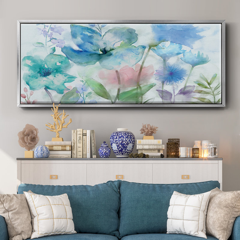 Mélange de bleus - toile encadrée, H 20 po x l 50 po