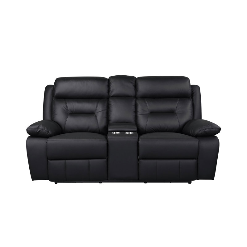 Causeuse inclinable électrique avec console et porte-gobelets, noir, Noir