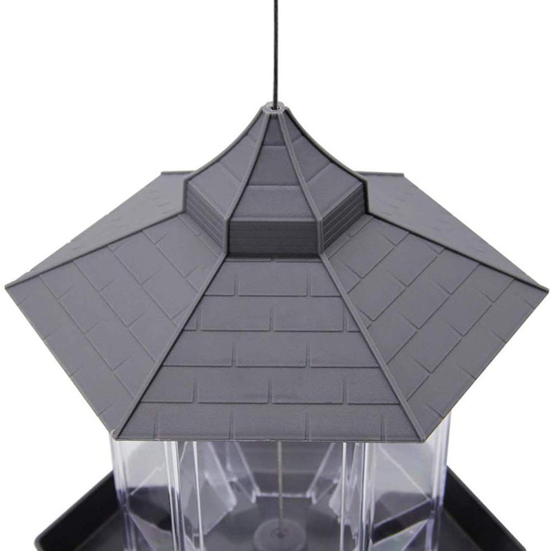 Mangeoire à oiseaux suspendue de style jardin avec abri de jardin pour oiseaux sauvages d'extérieur, Gris