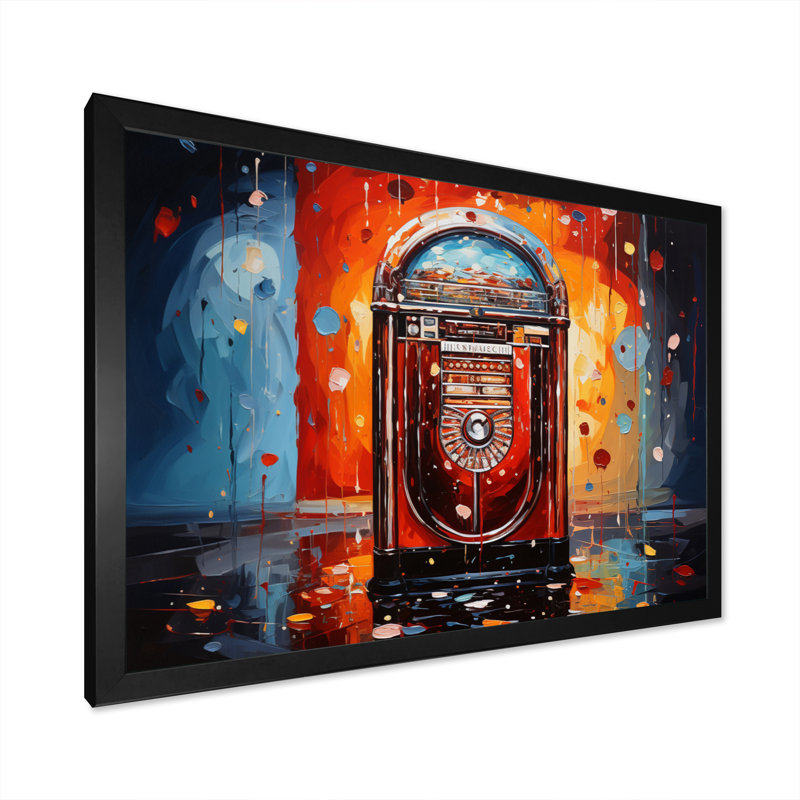 Jukeboxe Popart Rhythm Reflections II - impression, H 24 po x l 32 po x P 1 po, Cadre simple noir