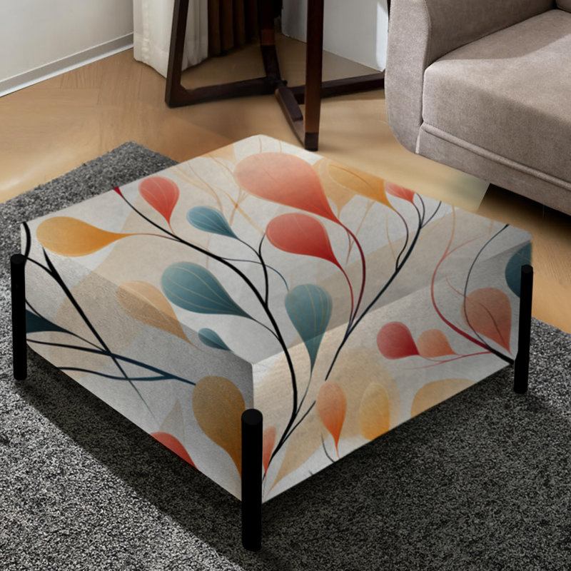 Subtle Whispers - Abstract Large Square Ottoman