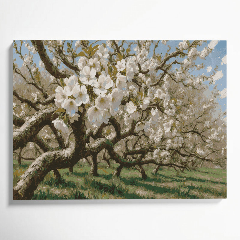 «Botanical Apple Tree Branches», art mural sur toile brune, H 11 po x l 14 po