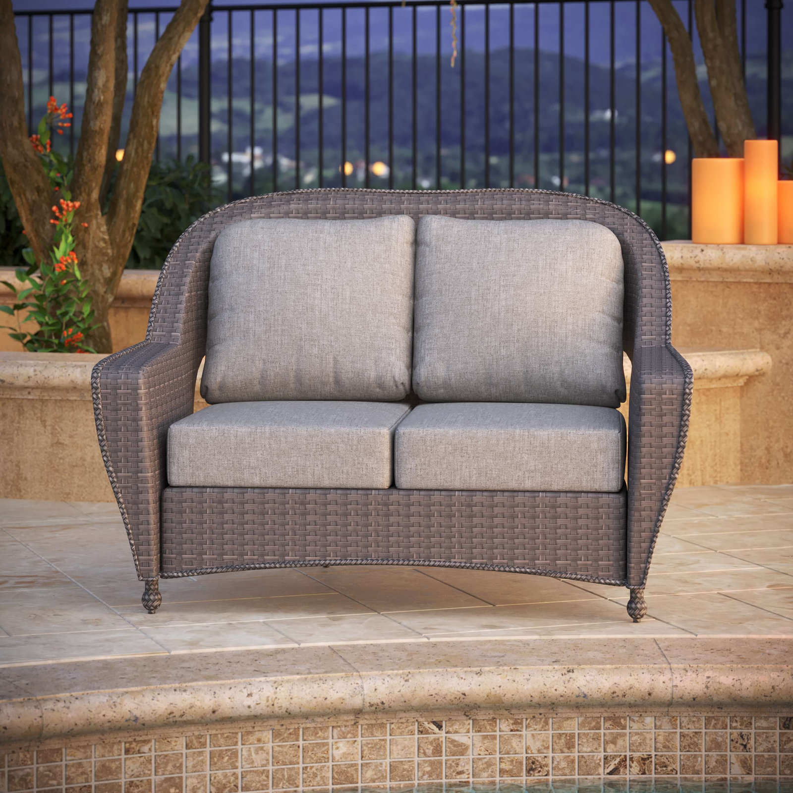 Amala 22" Sunbrella® Seat and Back Cushion, Canvas Granite Sunbrella® Canvas