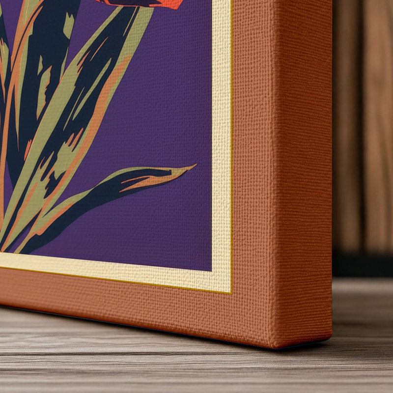 Carnation Cluster Botanical - Wrapped Canvas, 18x12 - 45.7 x 30.5 cm, Terracotta Border