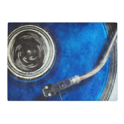 Tempered Glass Blue Vinyl Record Chopping Board