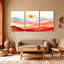 «Abstract Mountain Landscape Sunset», ensemble de 3 reproductions d'art sur toile-930799917