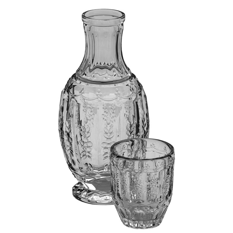 Ensemble de 2 carafes rétro gris clair, Gris