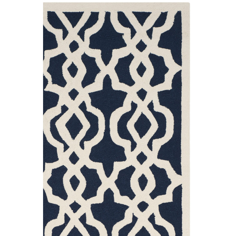 Tapis bleu marine touffeté à la main Daphne, Rectangle 5 pi x 8 pi