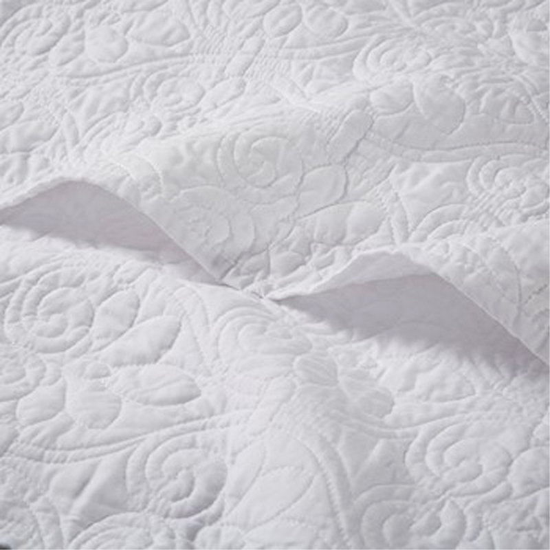 Ensemble de courtepointe réversible blanc, Courtepointe double et 2 taies décoratives, Blanc