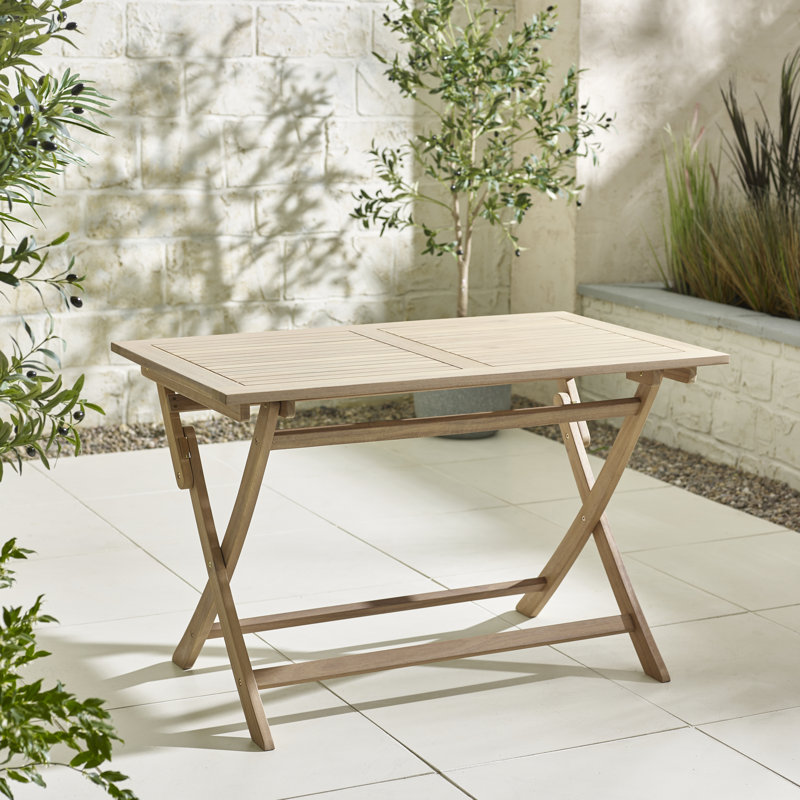Annily Pair of Solid Wood Outdoor Folding Patio Dining Table - Trestle Farmhouse Style