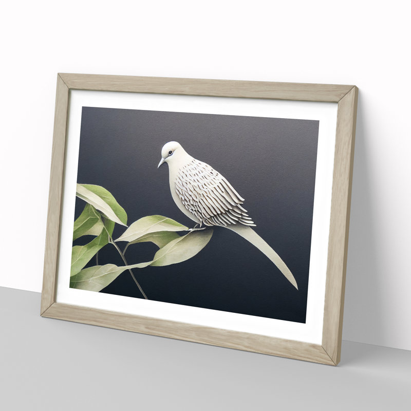 Classic Dove Bird - Framed Print, 46cm H x 64cm W x 2cm D, Oak Framed