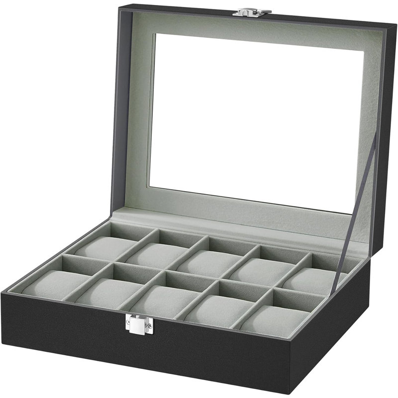 Watch Box + Locking, Black/Grey