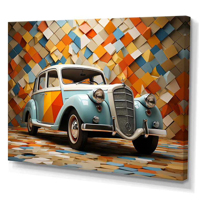 «Cubist 1950S Car Vintage Evolution I», Toile tendue, H 12 po x l 20 po x P 1 po
