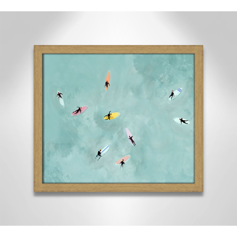 «Floating on Waves» par Lily K, Grain de bois naturel, L 15 po x H 13 po, Impression encadrée