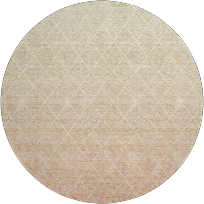 Premium Machine Washable Larock AMF1175 Geometric Rug, Round 8'